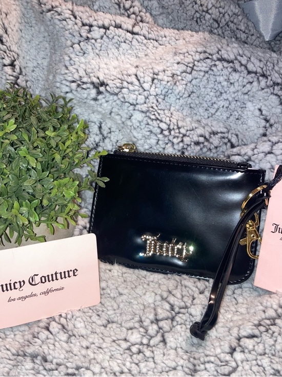 Juicy Couture Handbags - Juicy Couture Black Patent Wristlet with Gold Logo Accent